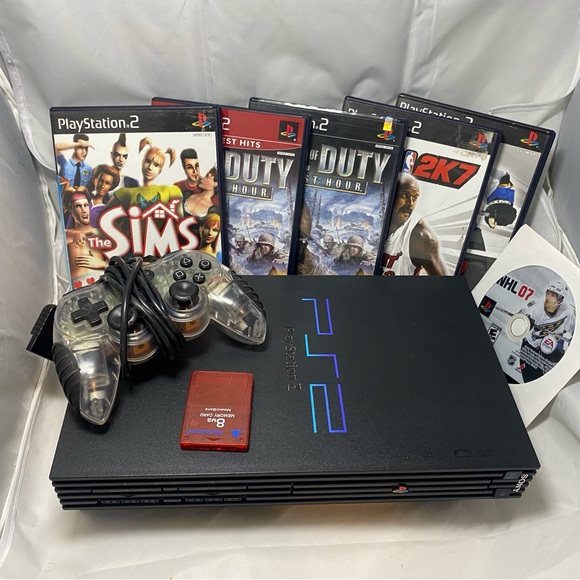 Sony Other - PlayStation 2 PS2 Fat Console SCPH-39001 Controller 6 Games Tested (no Chords)